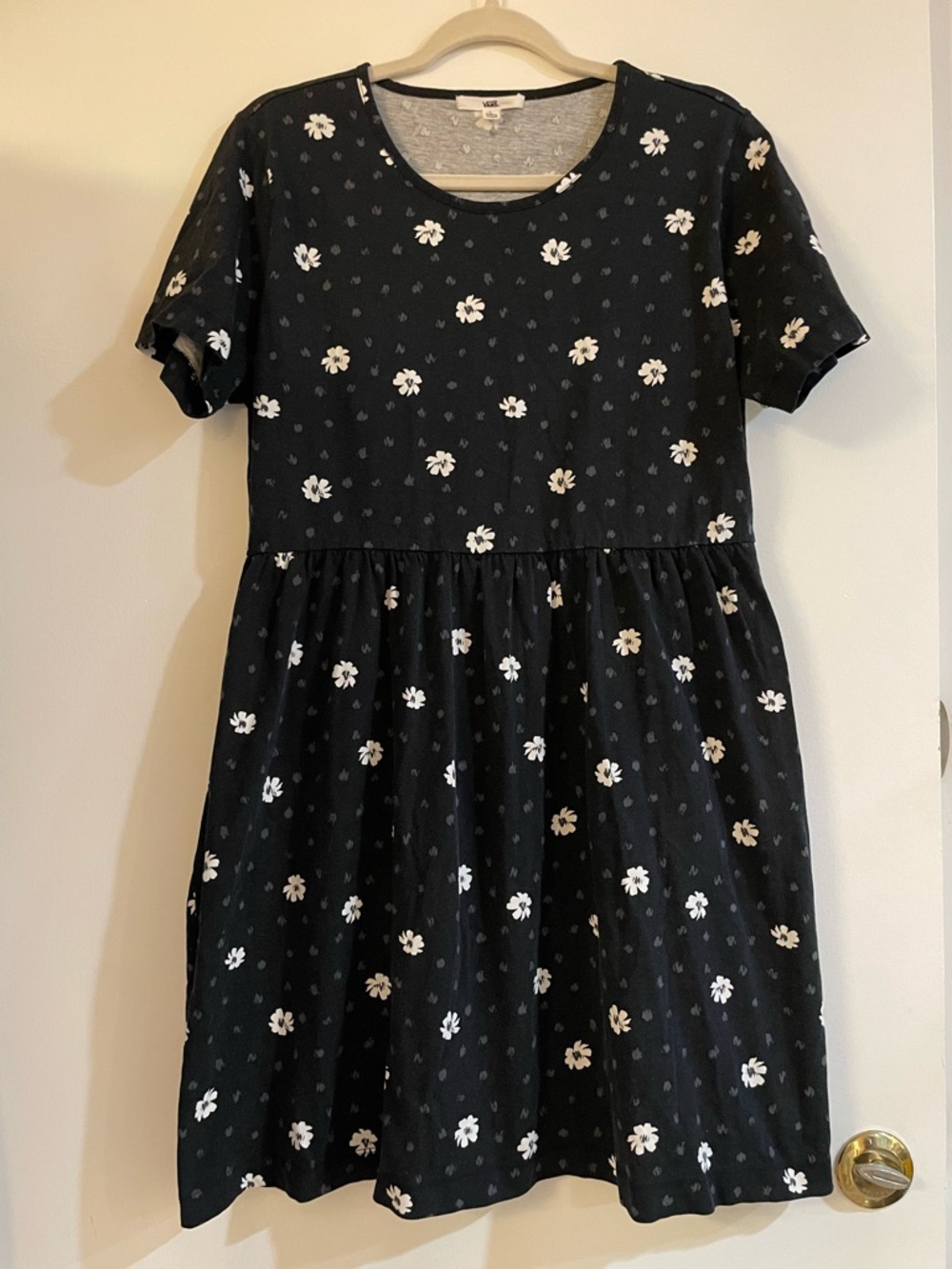 Vans Black Dress with White Floral Print